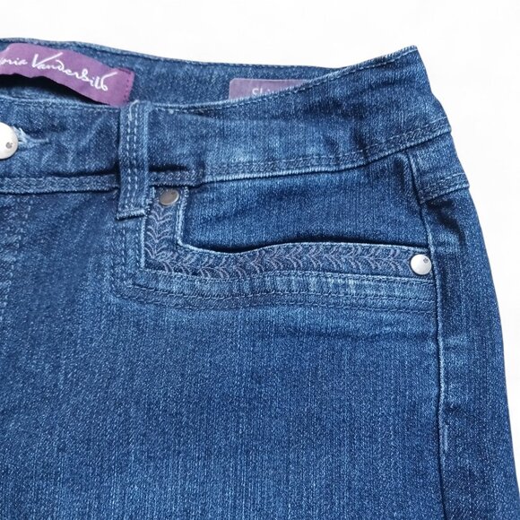 Gloria Vanderbilt Marnie Skimmer Jeans Size 8 | Embroidered Denim Crop | Stretch - Picture 6 of 15